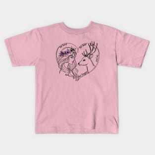 Vegan Girl And A Deer Kids T-Shirt